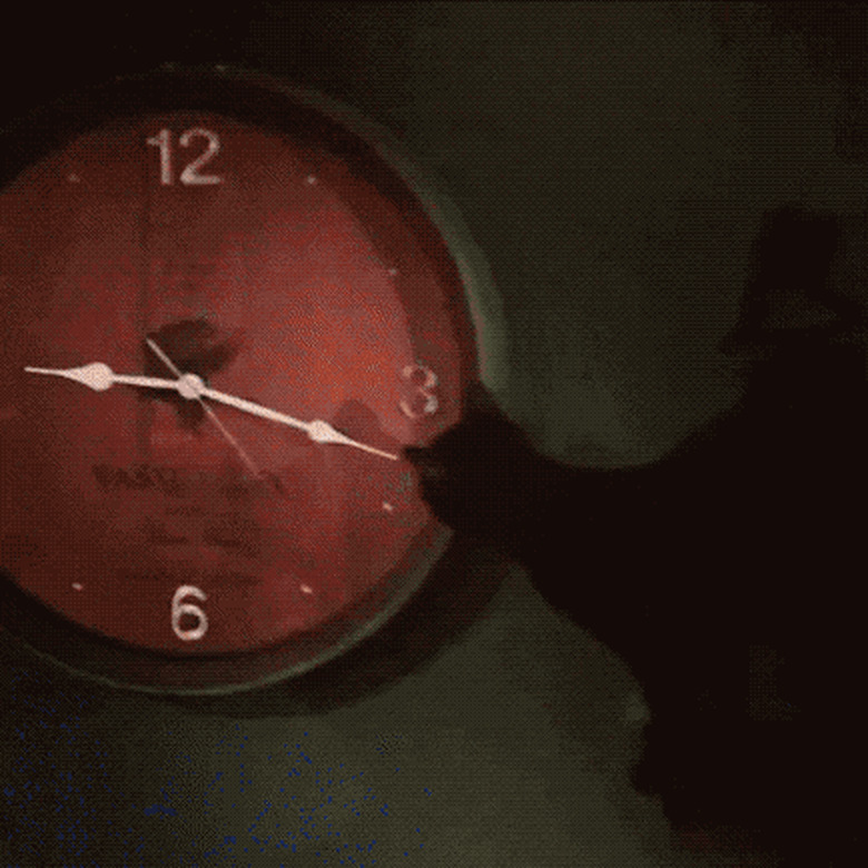 cat moves hands on clock