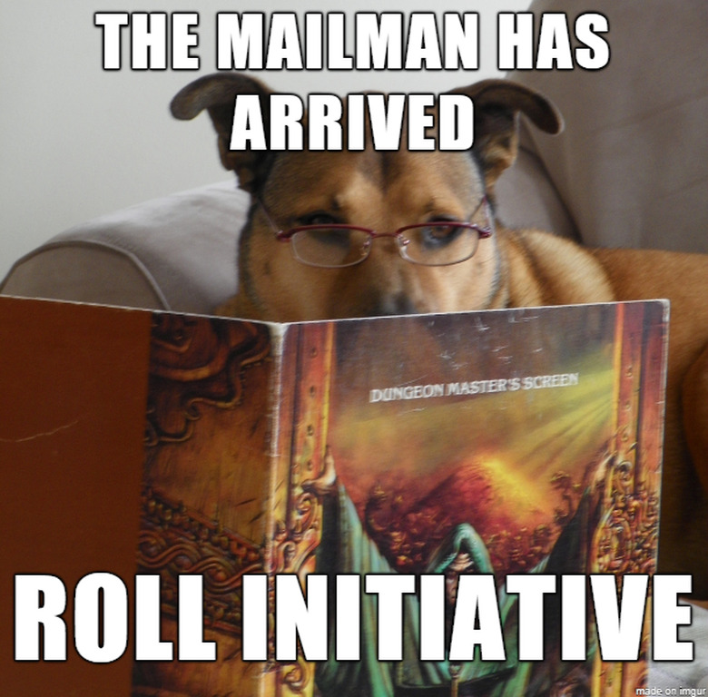 Dog behind DM screen