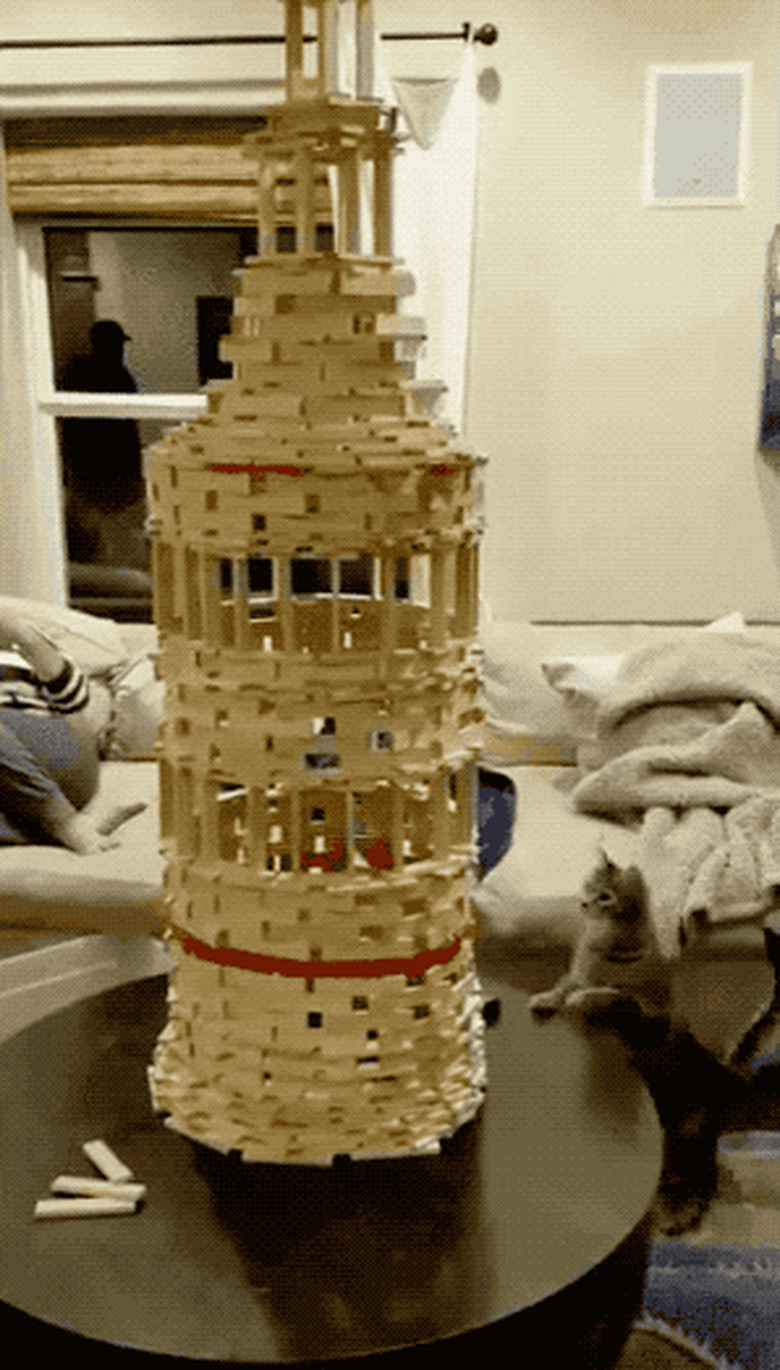 cat knock down puzzle tower