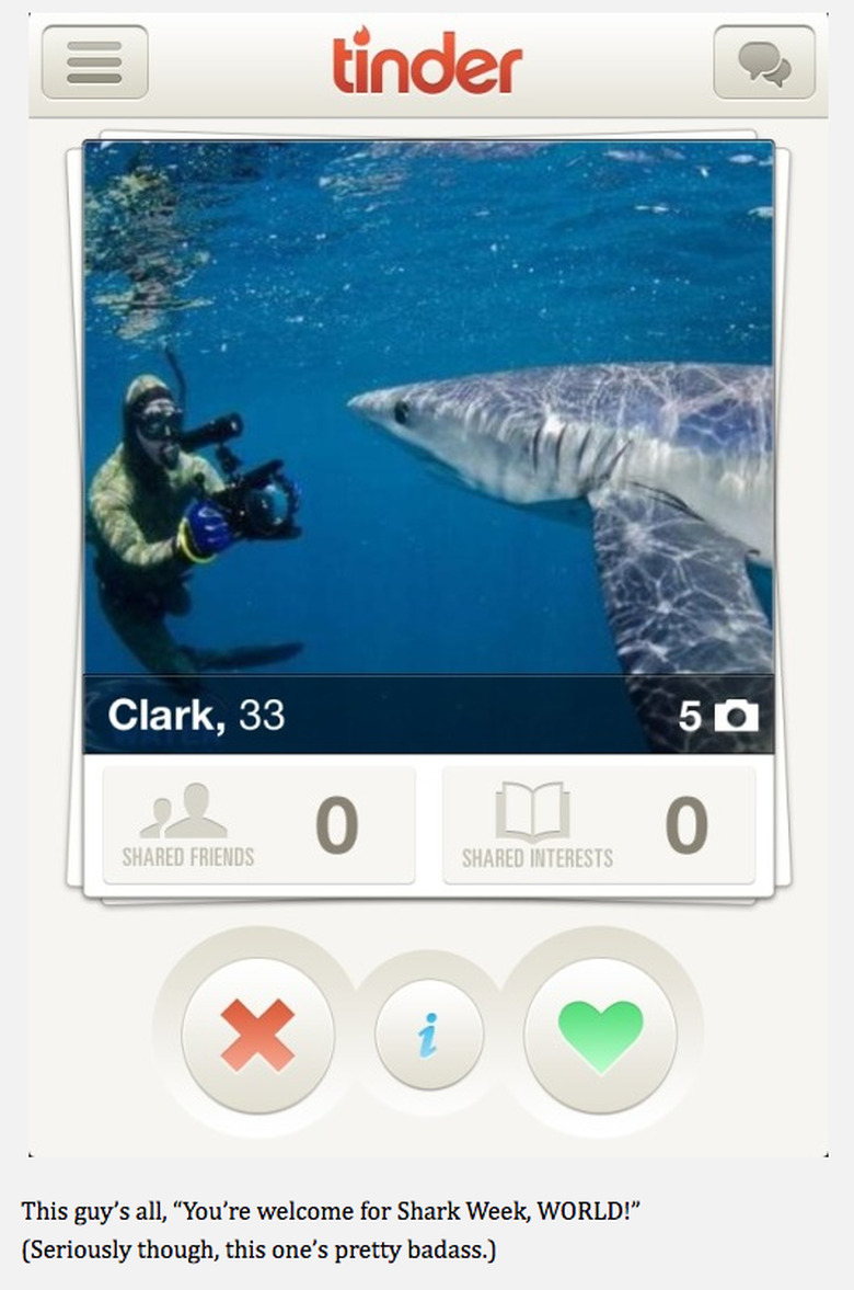 Diver photos shark underwater for Tinder picture