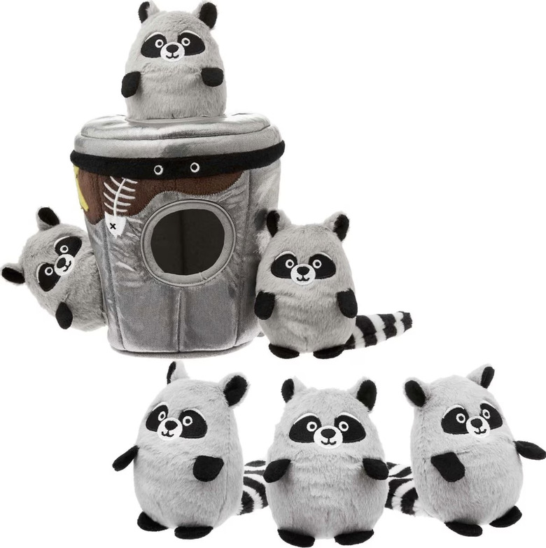 Bundle: Frisco Hide and Seek Plush Trash Can Puzzle and Raccoon Toy Refills