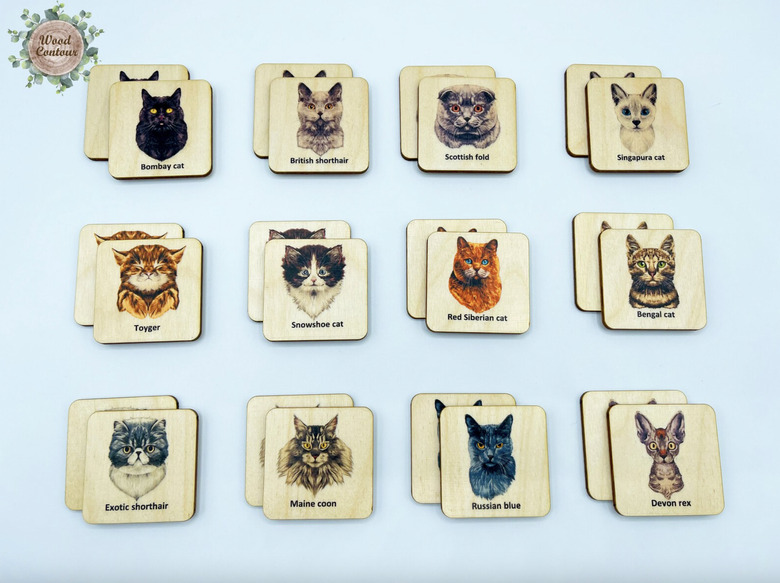 WoodContourCanada Wooden Cat Memory Game