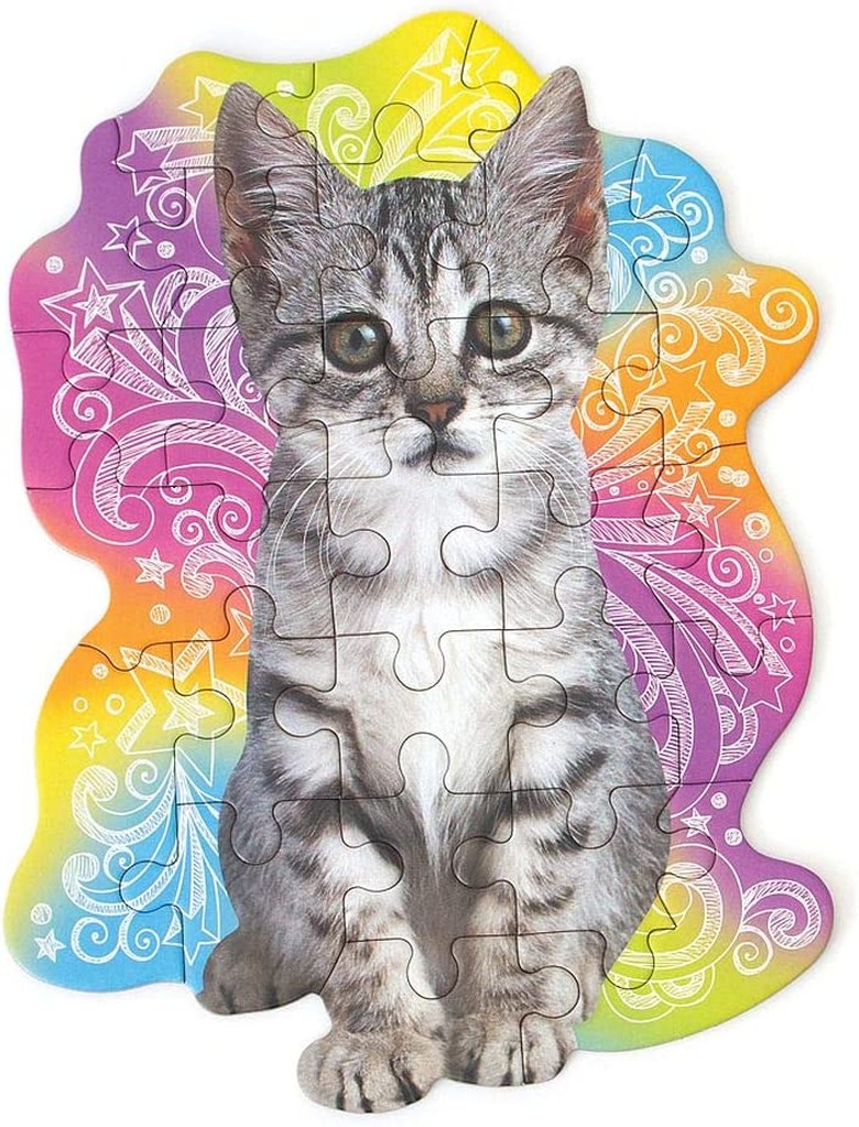 Playhouse Tabby Kitten 25-Piece Die-Cut Shaped Mini Puzzle for Kids