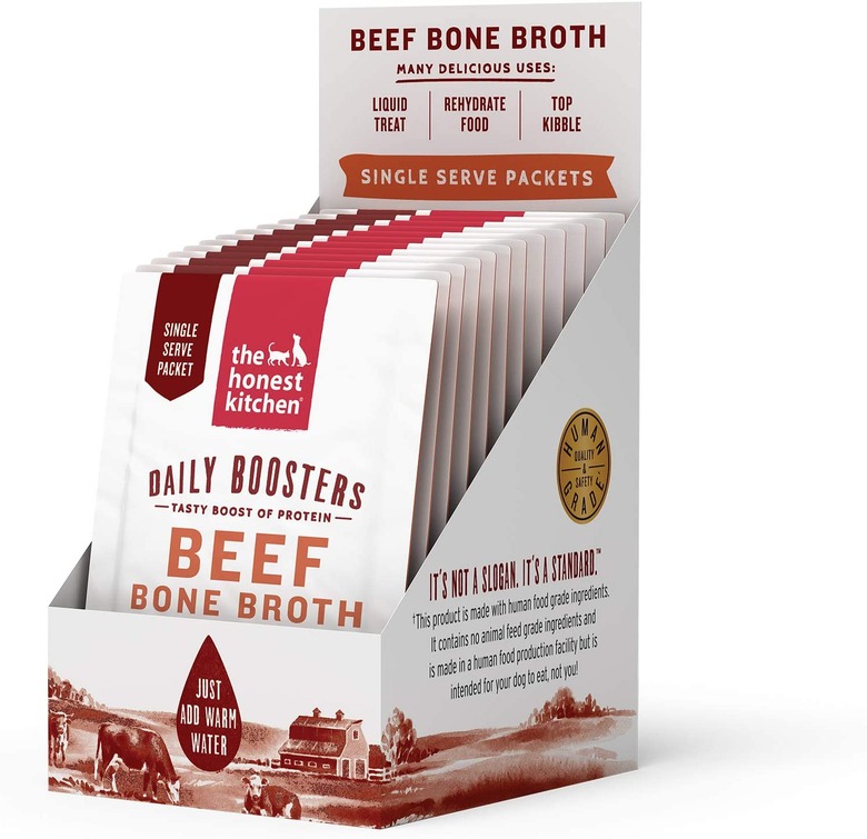 The Honest Kitchen Daily Boosters Beef Bone Broth with Turmeric for Dogs, 12-Count