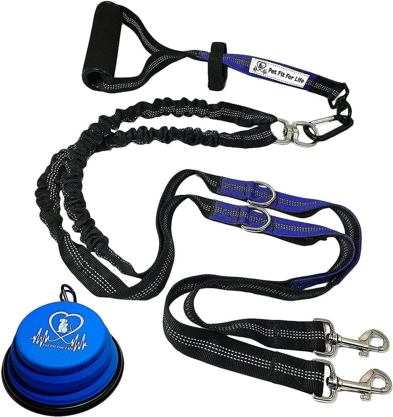 Pet Fit For Life Dual Dog Leash with Bowl, Large