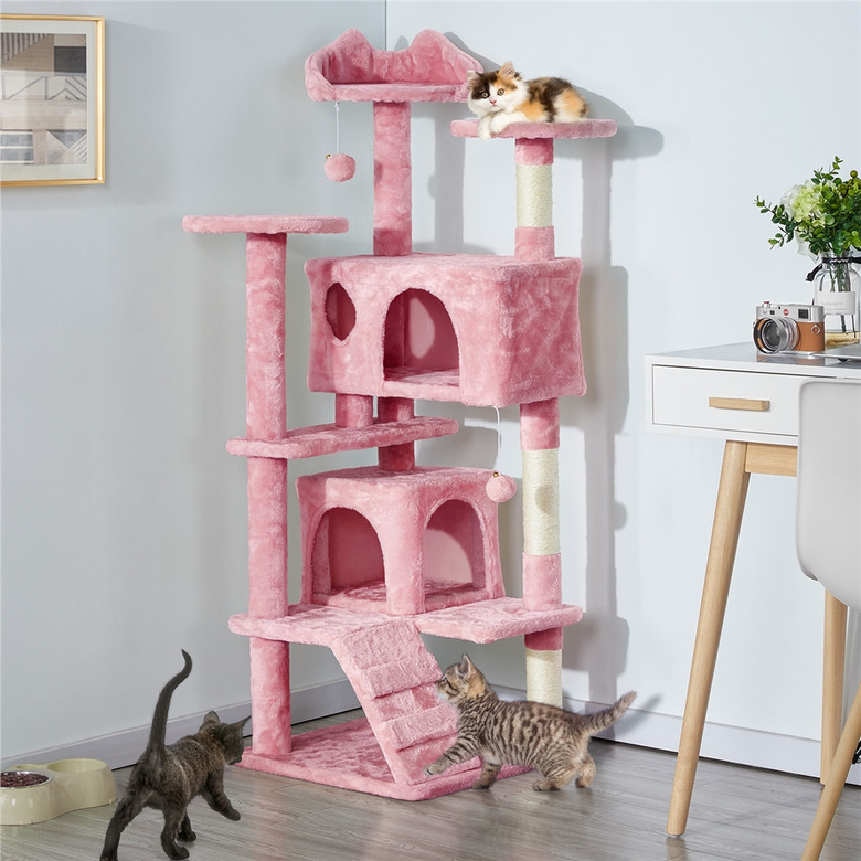 SmileMart Double Condo Cat Tree With Scratching Post Tower