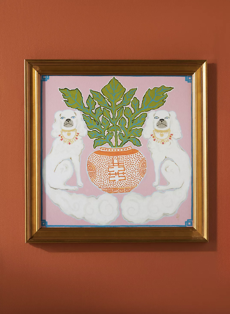 White Dogs On Pink Wall Art