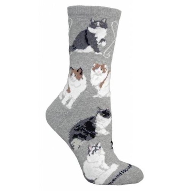 Ragamuffin Cat Gray Cotton Ladies Socks