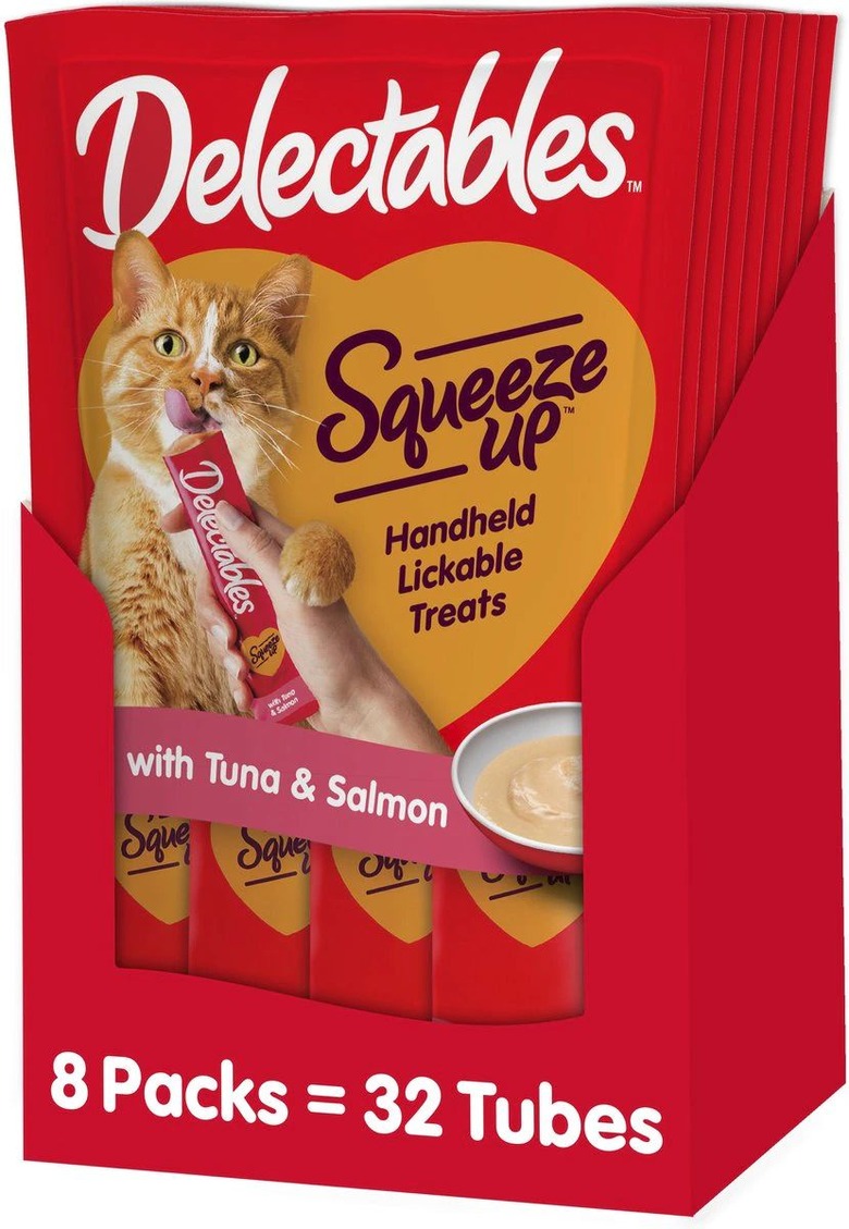 Hartz Delectables Squeeze Up Tuna & Salmon Lickable Cat Treats, 0.5-oz tube, 32-Count