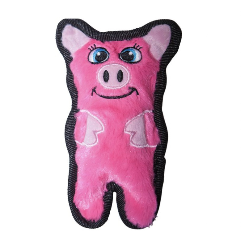 Outward Hound Invincibles Minis Squeaky Stuffing-Free Plush Dog Toy, Pink Pig