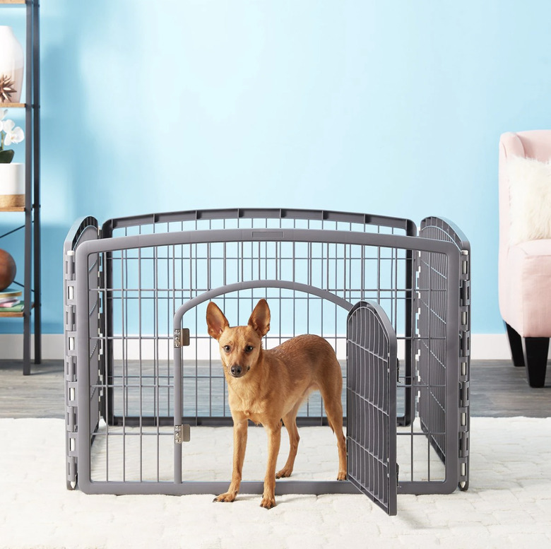 IRIS 4-Panel Plastic Exercise Dog Playpen with Door