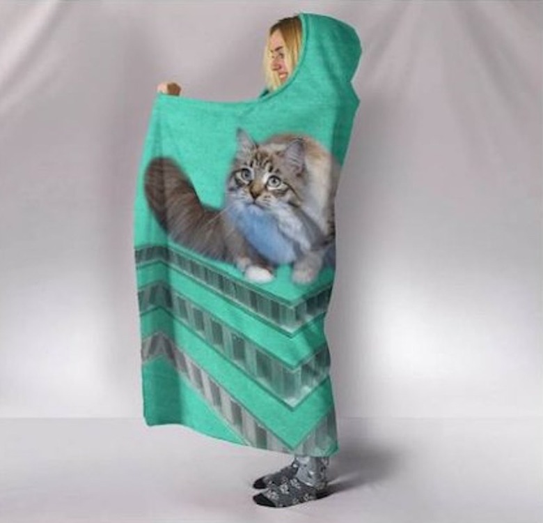 Pawlice Ragamuffin Cat Print Hooded Blanket