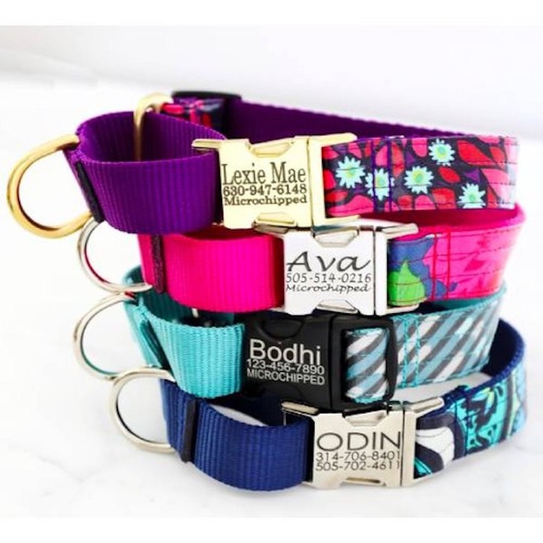 Laminated Martingale Cotton Dog Collar With Laser Engraved Buckle by Shopmimigreen