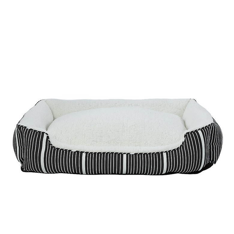 Top Paw® Black & White Striped Cuddler Dog Bed