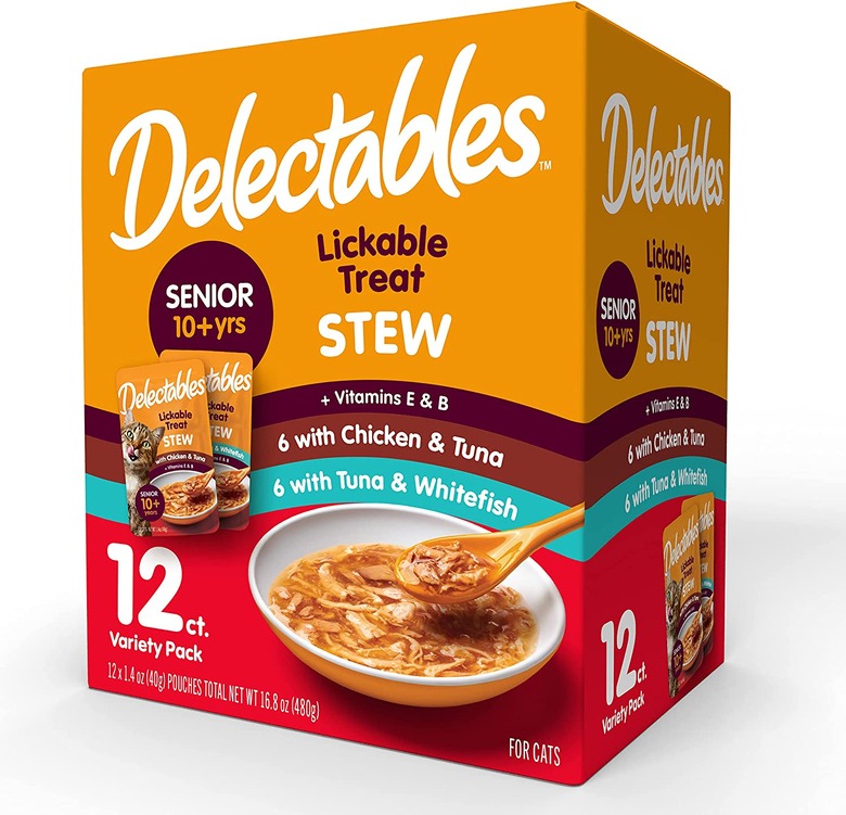 Hartz Delectables Senior Stew Variety Pack Lickable Cat Treats, 1.4-oz. Pouches, 12-Pack