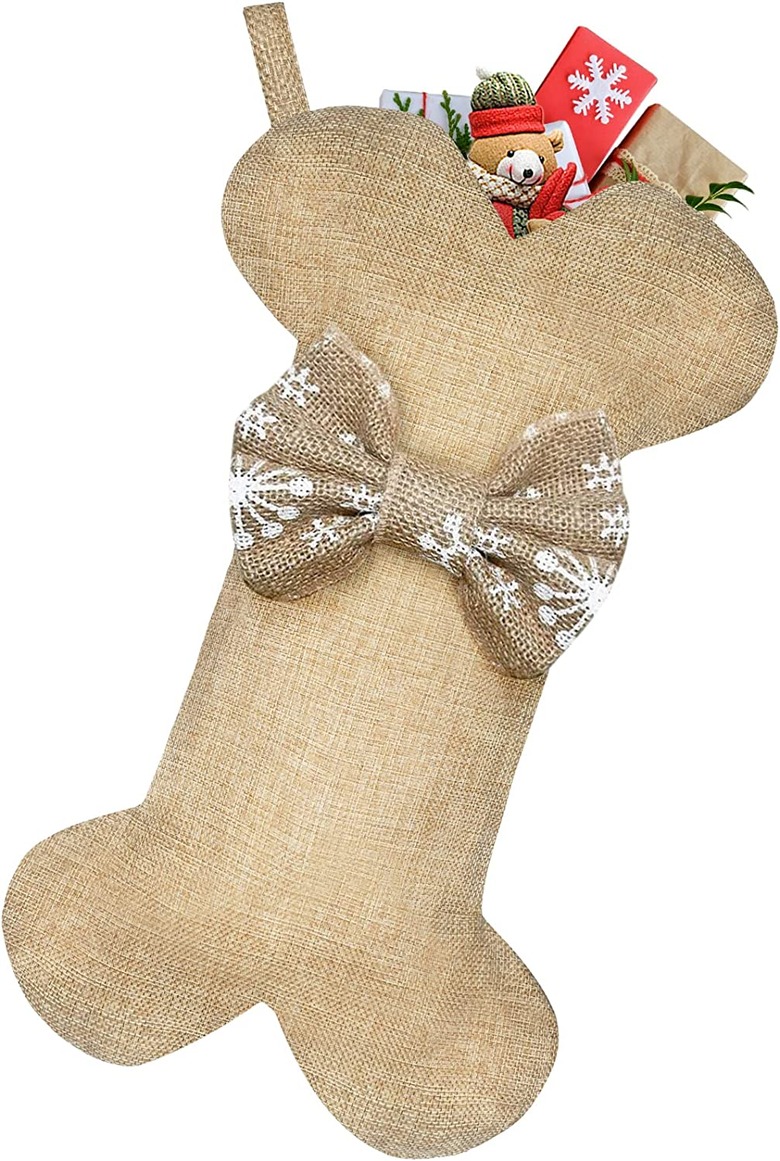 Malier Natural Burlap Dog Christmas Stocking