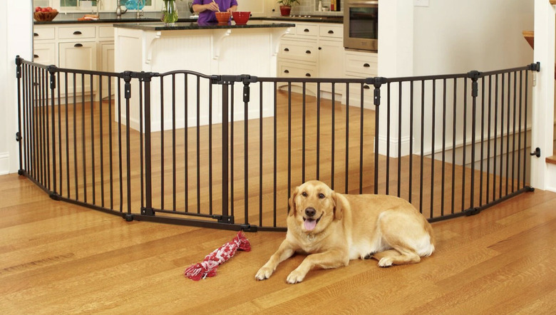 North States 3-in-1 Arched Metal Superyard Dog Gate, Bronze