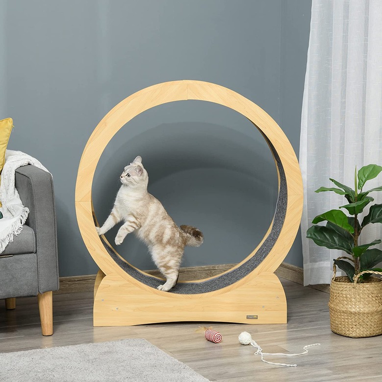 PawHut Cat Running Wheel Cat Tree with Carpet