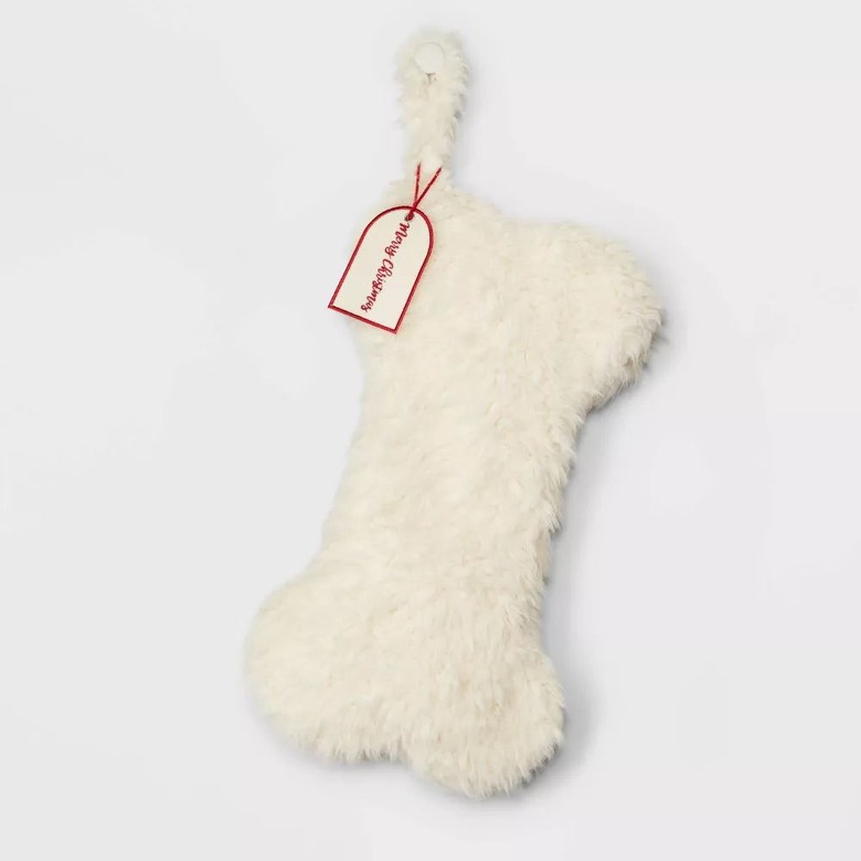 Wondershop Sherpa Dog Bone Christmas Stocking White