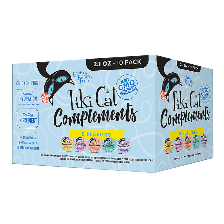 Tiki Cat Complements Variety Pack Grain-Free Wet Cat Food Topper, 2.1-oz, Case of 10