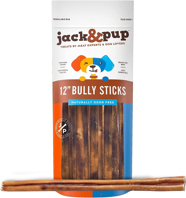 Jack & Pup Thick Bully Stick 12-in. Dog Treats, 5-Count