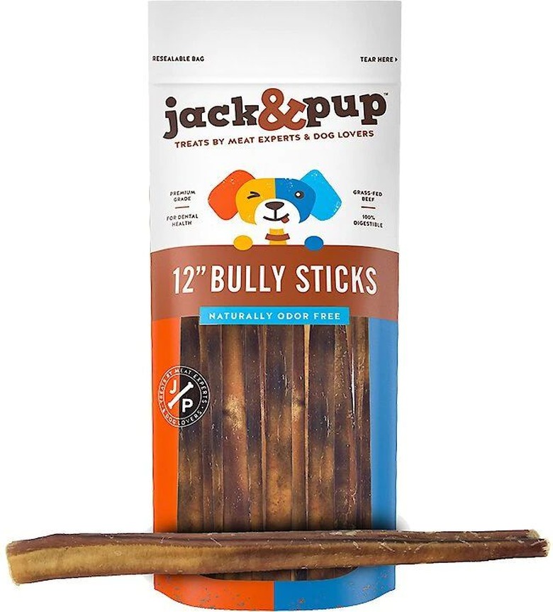 Jack & Pup Thick Bully Stick 12-in. Dog Treats, 3-Count