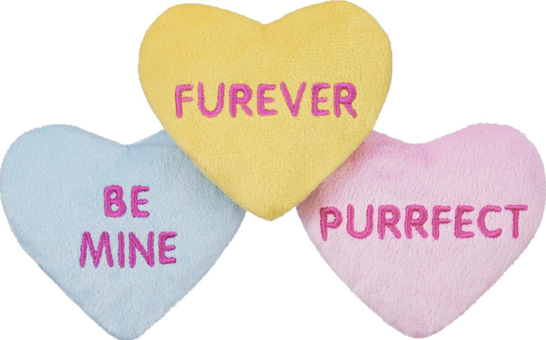 Frisco Valentine Candy Hearts Plush Cat Toy with Catnip, 3-Count