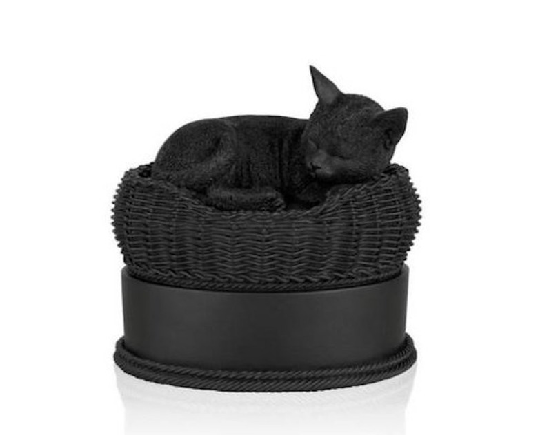 Perfect Memorials Black Cat in Basket Cremation Urn