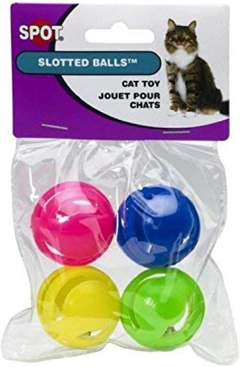 Ethical Pet Spot Slotted Balls Cat Toy, 4-pack