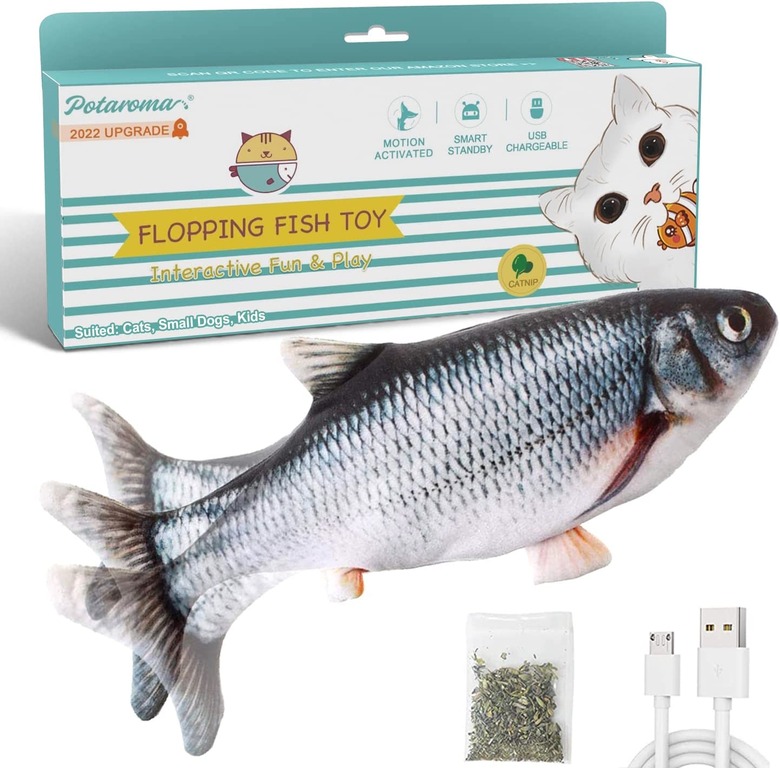 Potaroma Flopping Fish Cat Toy With Silvervine and Catnip