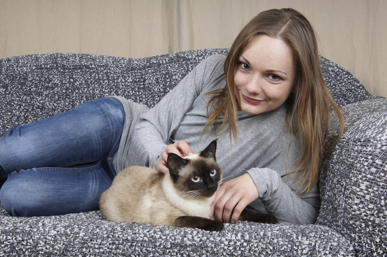 young woman with cat