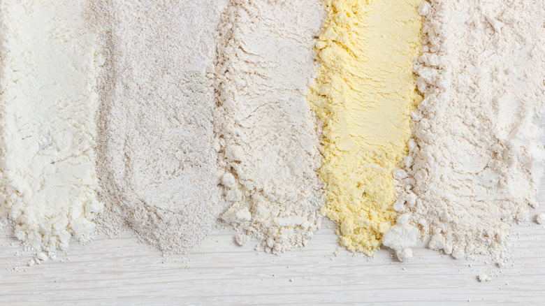 different types of flour on table