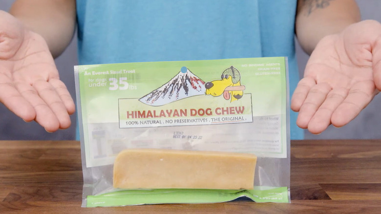 Man presenting the Himalayan Dog Chew