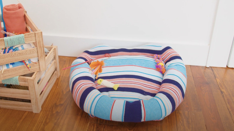 DIY pet bed made from sweater