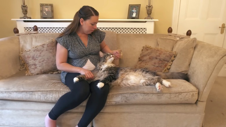 woman with long cat Ludo