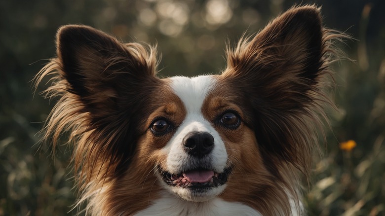 A Papillon with its iconic butterfly ears