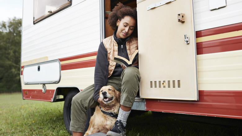 Golden Retriever travels in RV