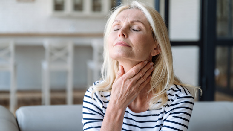 woman swollen lymph nodes neck